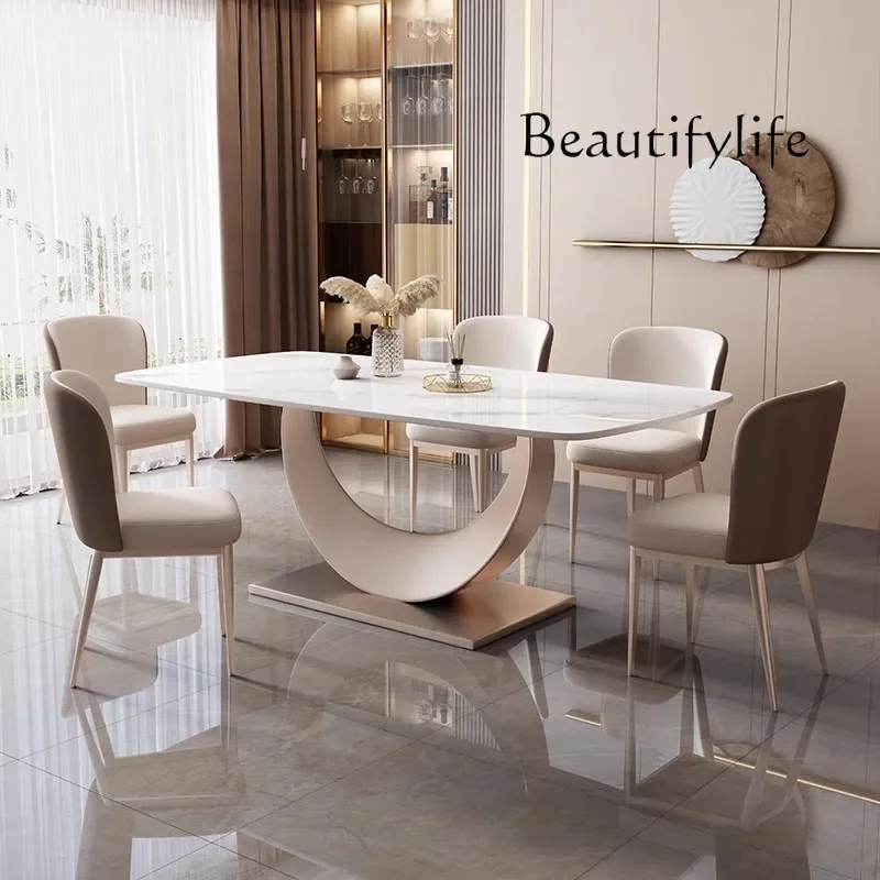 

J Modern Dining Rooms Kitchen Table Rectangular Chairs Room Marble Reception Restaurant Bord Bwrdd Sedentary Luxury Furniture Ho