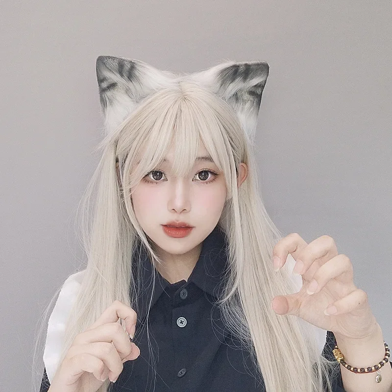 Plush Cat Ear Hairbands Furry Bear Ears Hair Hoop Faux Fur Headband Fursuit Cute Girl Women Cosplay Accessories Props Toy Gift