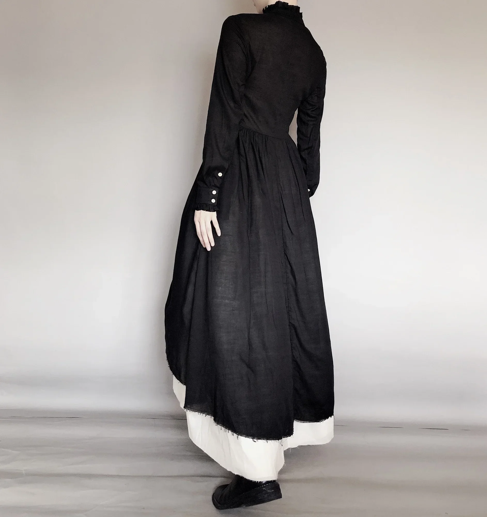 UMI MAO Dark Wind Retro Two-piece Spring Autumn Yohji Yamamoto Distressed Raw Edge Fluffy Mid-length Dress Thin Female  Y2K