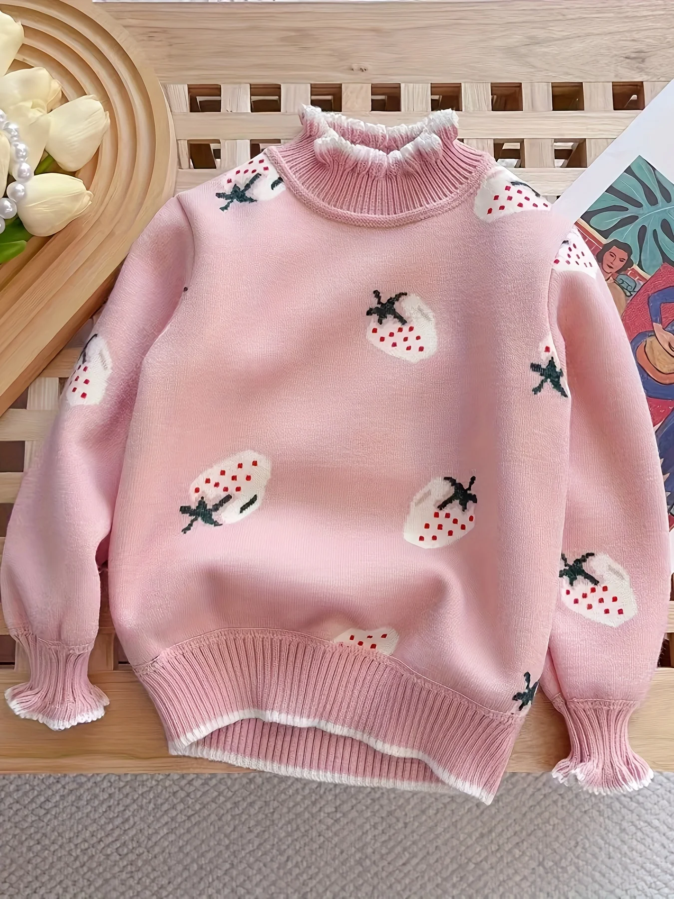 Girls' Knitwears, Velvet Thickeneded Knitwears, Kidsren's Bottoming Shirts, Girls' Fashionable Medium and Large Kidsren's Knitwears, Pullover Knitwears