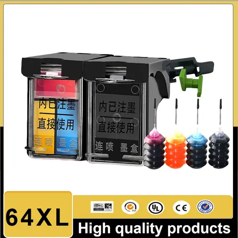 Cartouche d'encre reconditionnée 64 XL 64XL pour imprimante HP64 pour HP ENVY Photo 6200 6220 6222 7100 7120 7800 Inspire 7950e