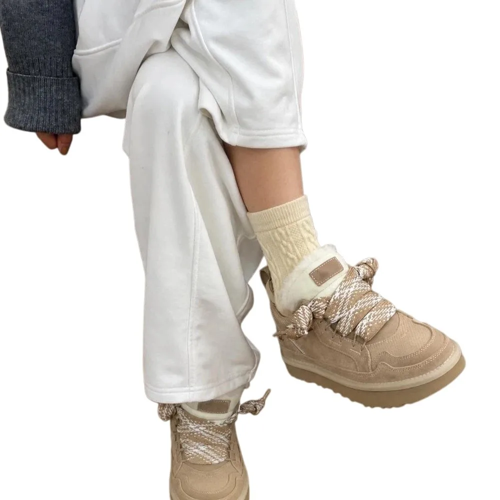 EVA Thick Sole Women Casual Cotton Shoes Non Slip Cold protection Snow Boots Warmth Round Toe Lace Up Platform Casual Shoes