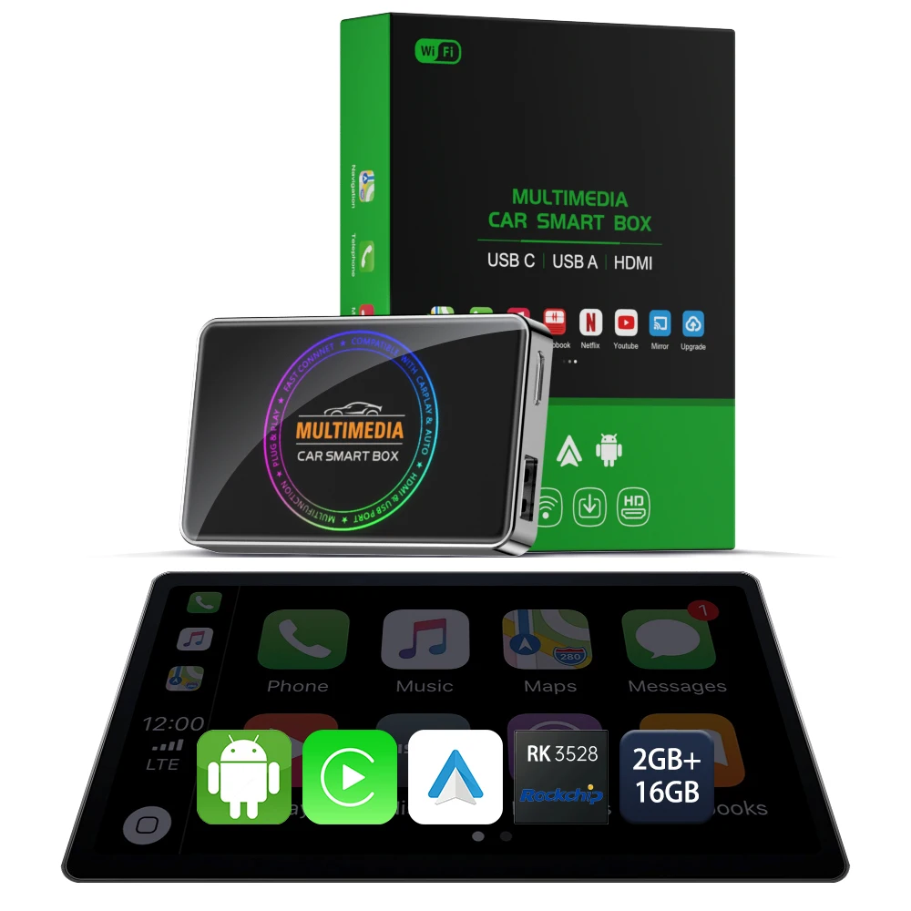 OEM ODM Лучший Android Car Play AI Box Беспроводной адаптер Carplay Dongle Устройство проводное к беспроводному Carplay