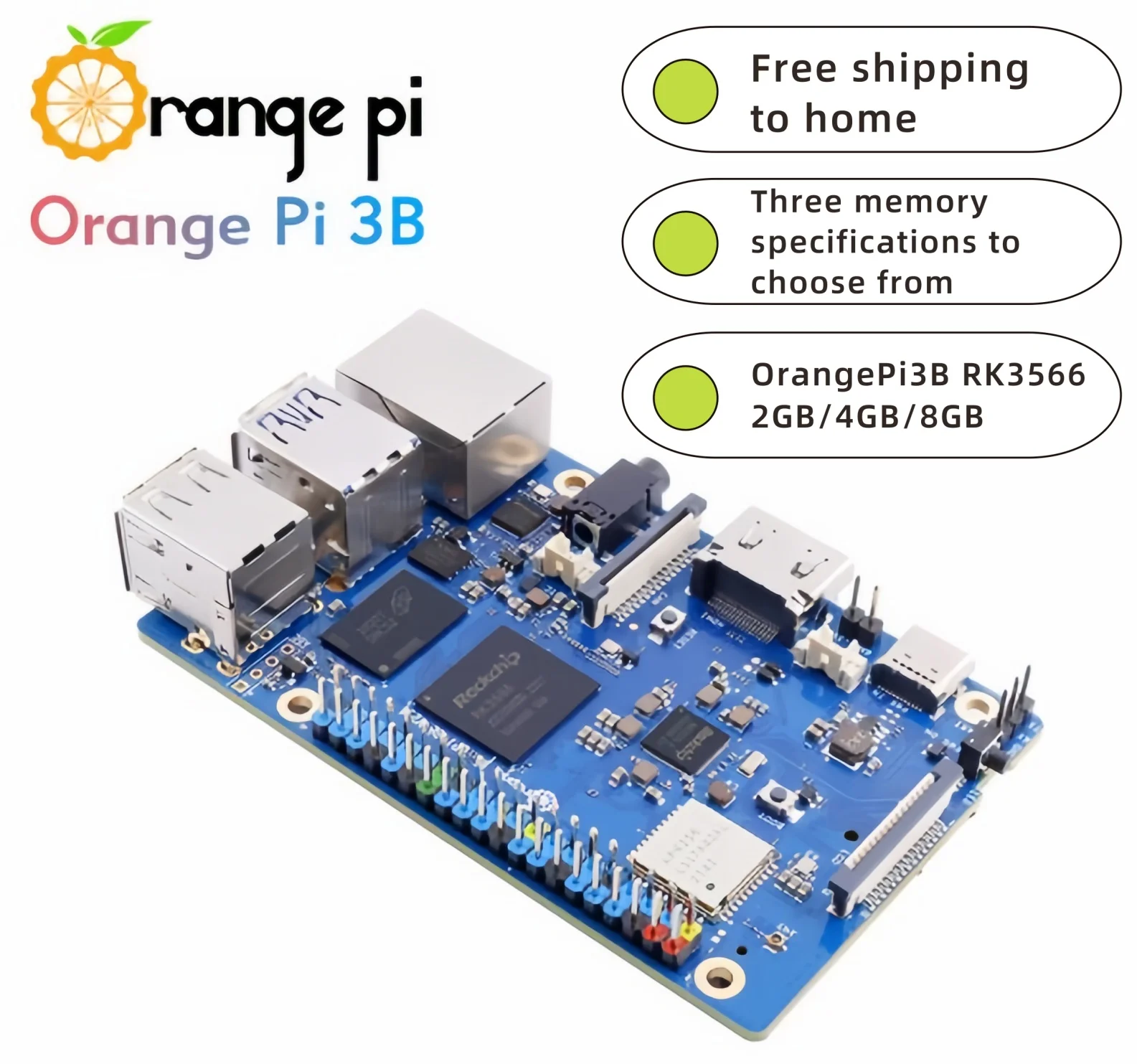 

OrangePi 3B RK3566 2GB/4GB/8GB