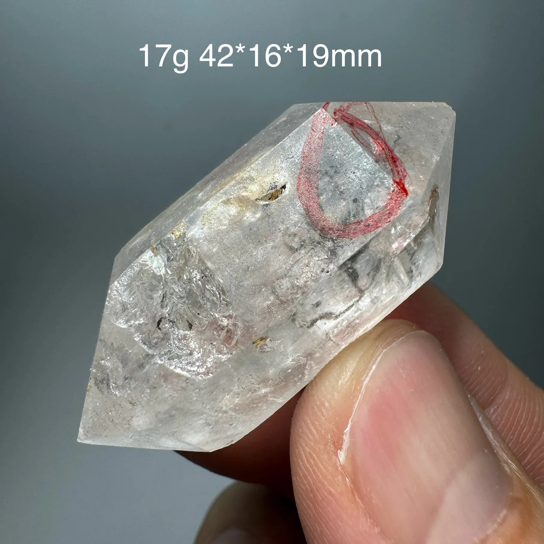 Natural GuiZhou Herkimer Diamond Crystal Quartz Flowing Graphite Bubble Stone Video Details Top Maybe Damage