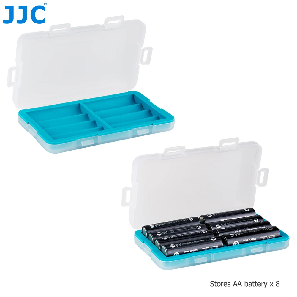 JJC 8 Slots AA 14500 Battery Case Water-Resistant AA Storage Box Shockproof AA Batteries Container for 8 x AA/ 14500 Batteries