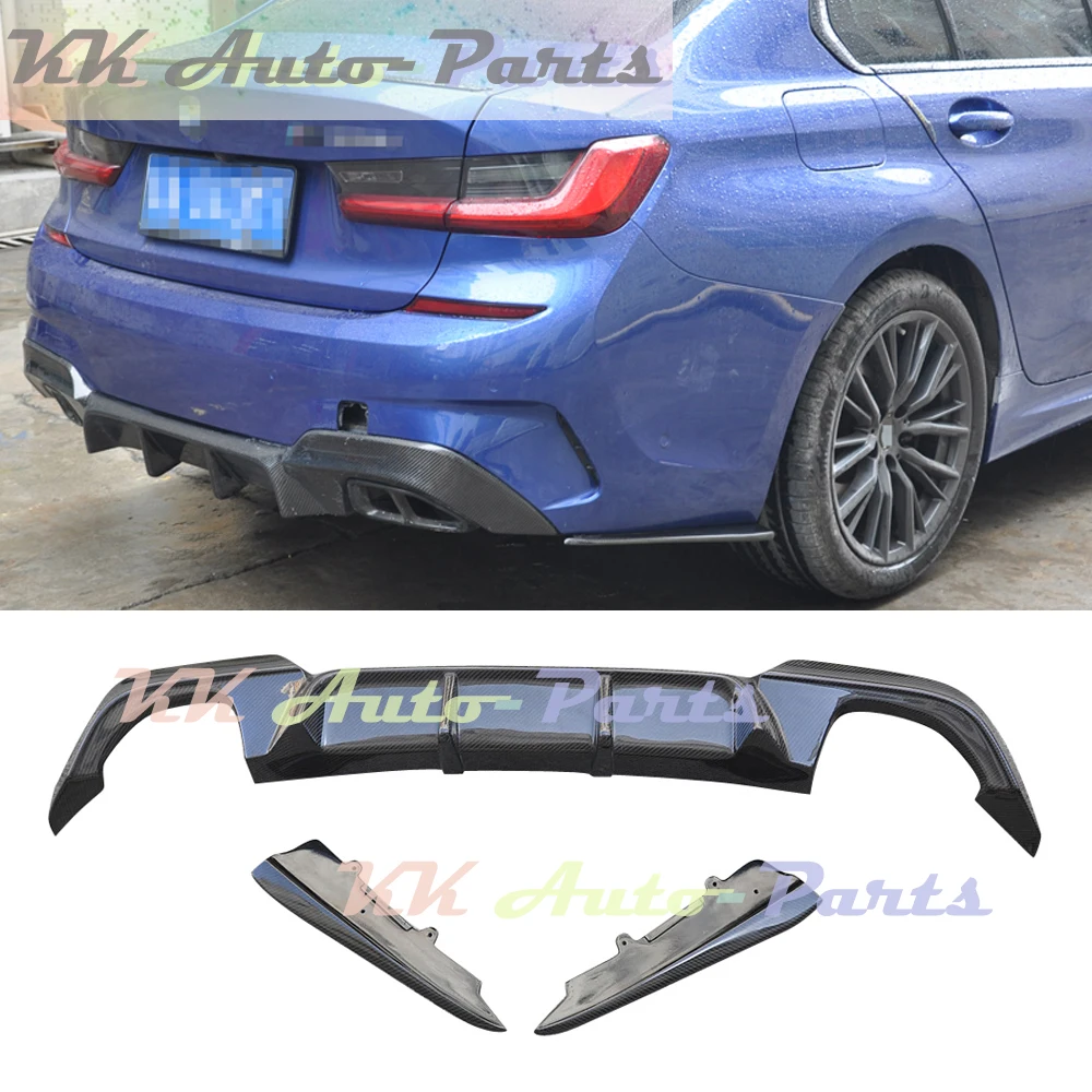 Carbon Fiber Rear Diffuser Bumper Lip with Splitters Spoiler For BMW 3 Series G20 2020 UP M Sport M-Tech Bumper Car Auto Tuning