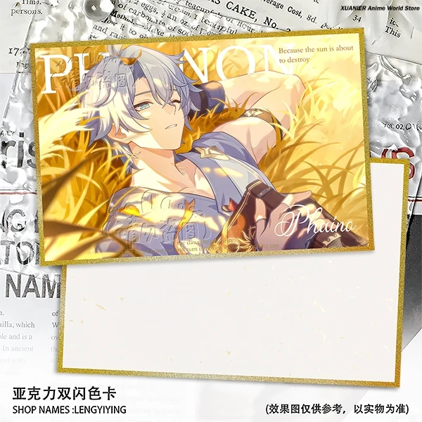 

Honkai:Star Rail Phainon Золотая тематическая бейдж с двойной вспышкой, мультяшный значок ‌ Доска для иллюстраций, акриловый цветной бумажный орнамент