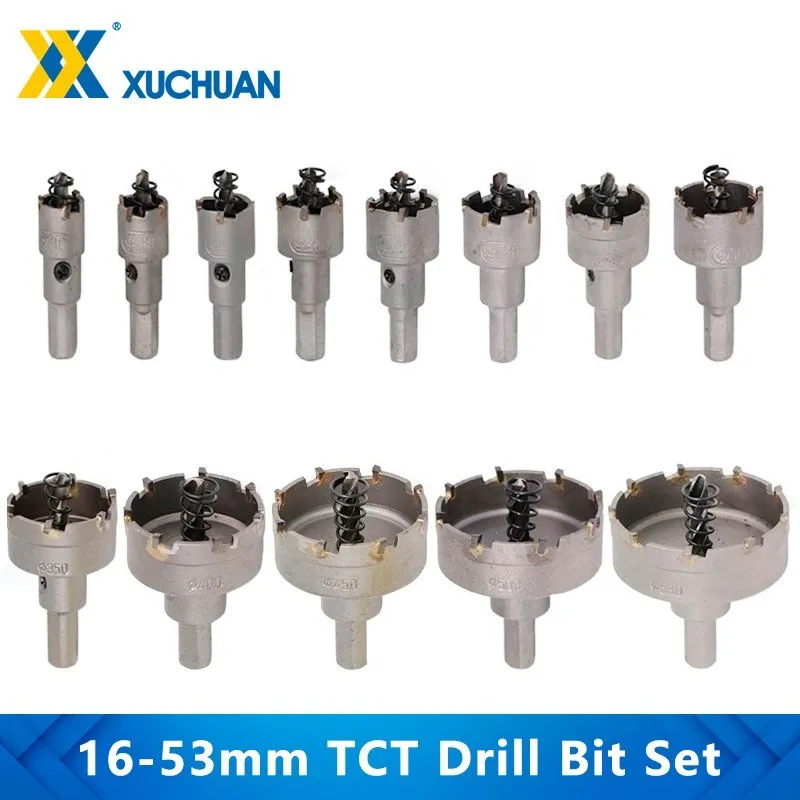 

Hole Cutter Drill Set 6-13pc TCT Drill Bit 16-53mm Hole Saw Cutter Drilling Kit Hand Tools For Wood Stainless Steel Cutting