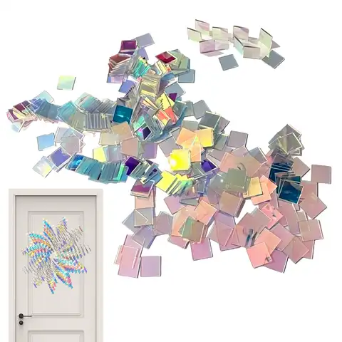 50/100Pcs Rainbow Holographic Acrylic Squares Colored Boards Panels Double-Sided Iridescent Acrylic Sheets For Home Crafts