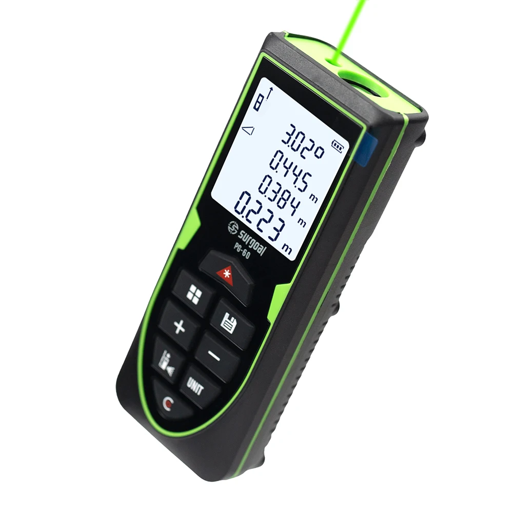SG SURGOAL 120m Green Laser Rangefinder with Digital Level Rechargeable Laser Distance Meter Tape