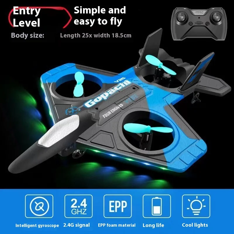 V17 Remote-Controlled Quadcopter Stunt Fighter Gliding Model Aircraft Black Technology Aircraft Drop Resistant Children'S Toy