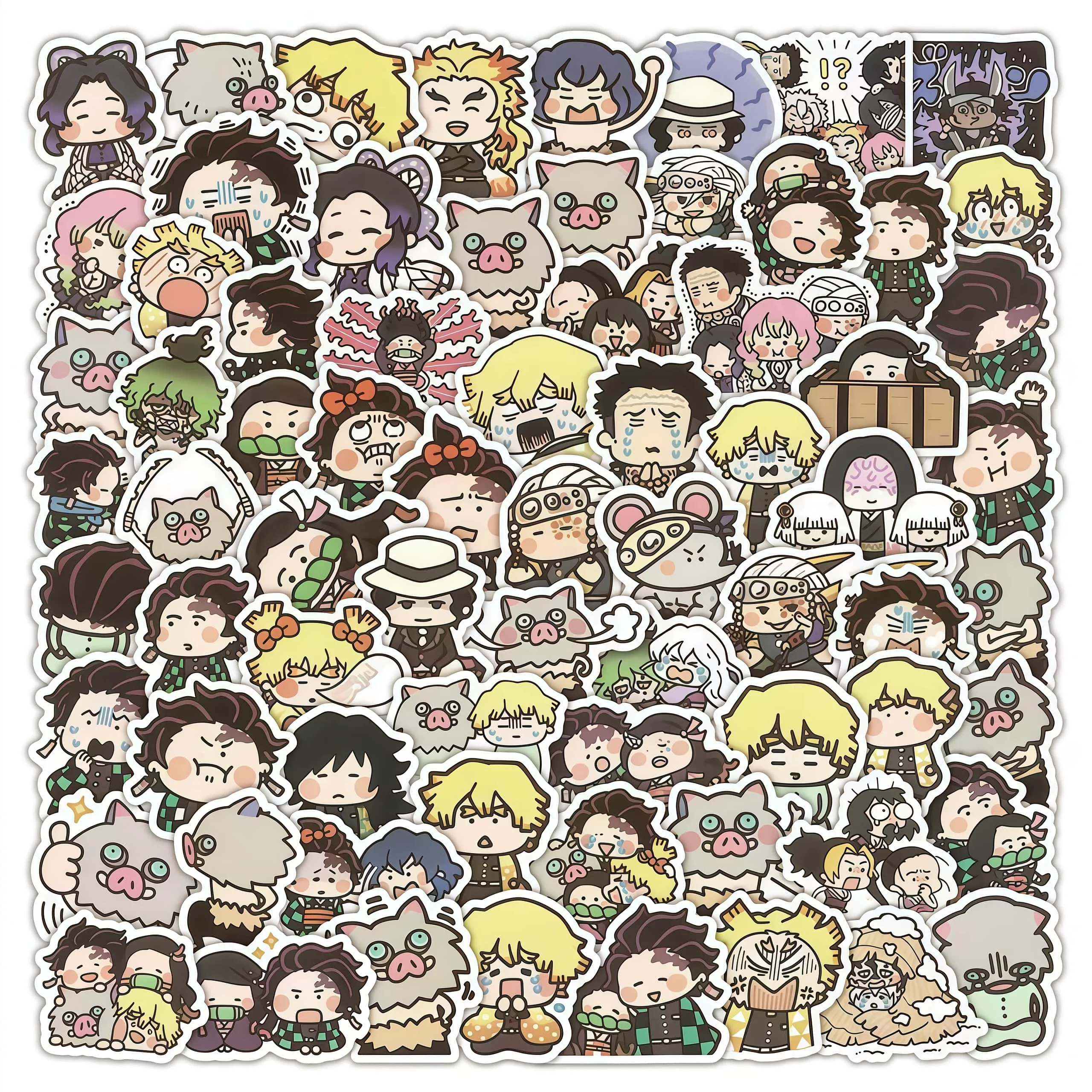 80Pcs Chibi Demon Slayer Stickers, Cute Q Style Manga Decals for Laptop Skateboard Bottle Decor