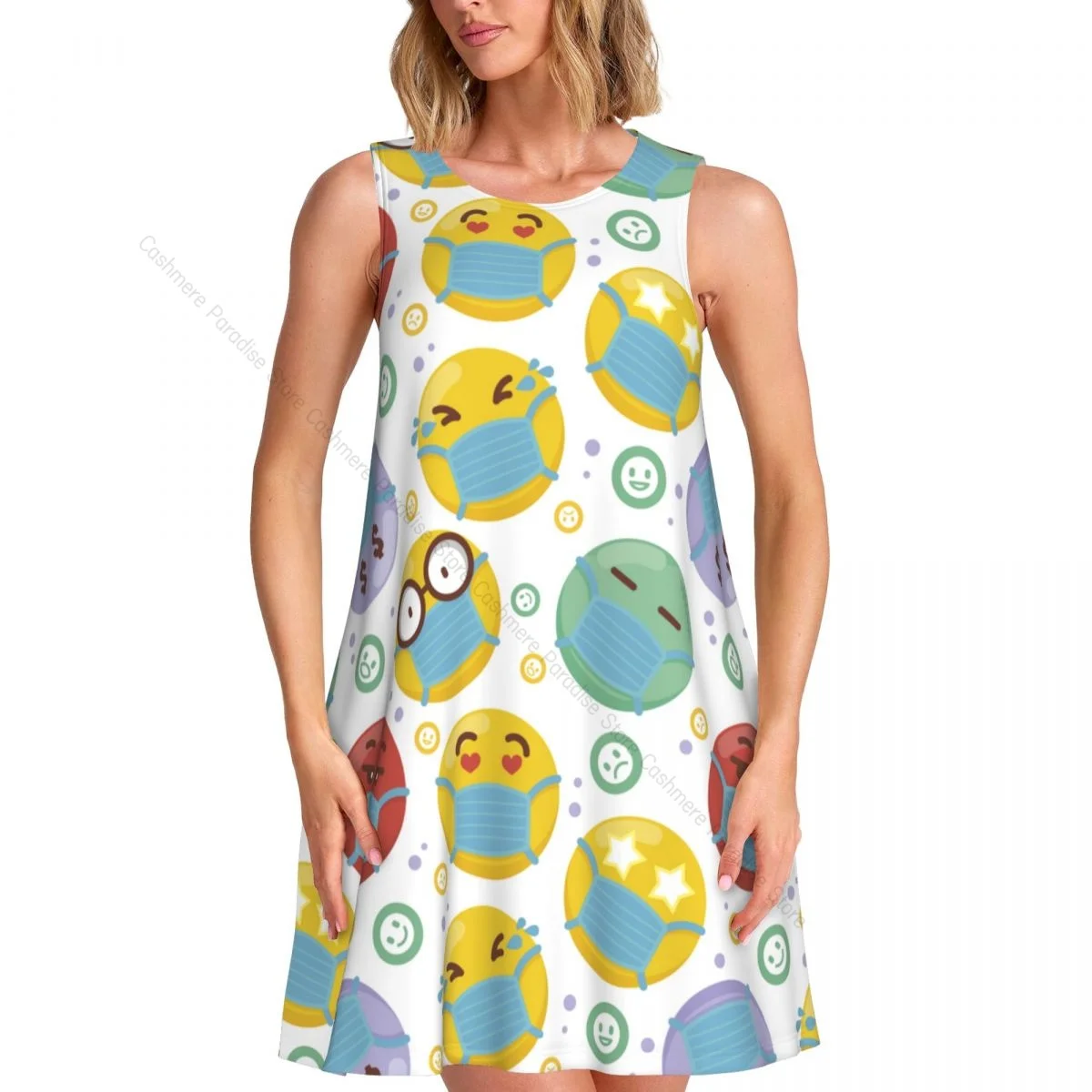 Robes d'été pour femmes, t-shirt de plage, sans manches, virus, Kawaii, décontracté, ample, débardeur, 2025