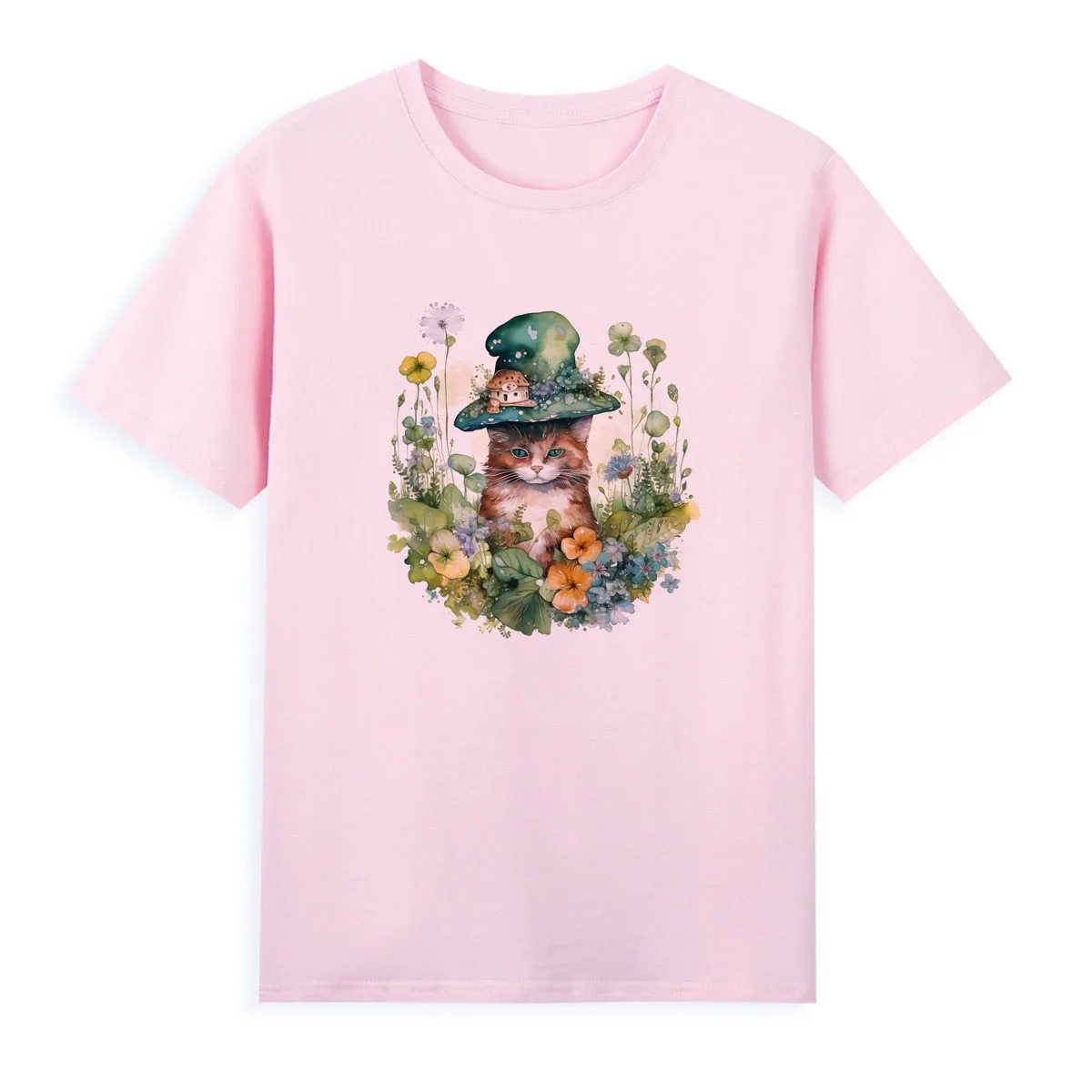 Flower Cat T-shirt Original Brand Tshirt Women Short Sleeve Summer Clothing Hot Sale Top Tees A035