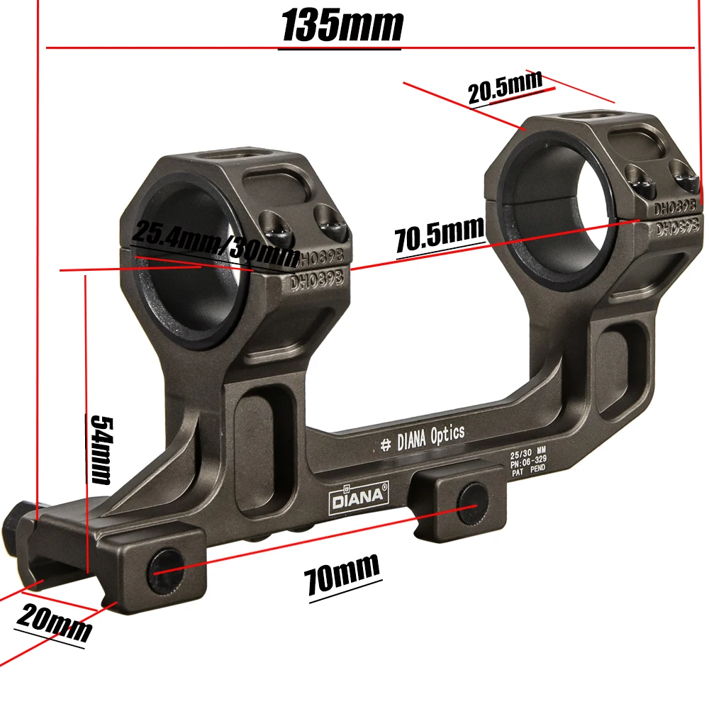 DIANA Zielfernrohrhalterung für 30/25,4mm Optisches Visier GE Halterung 1.54 1.93 Halterung für 20mm Schiene – Detail 23