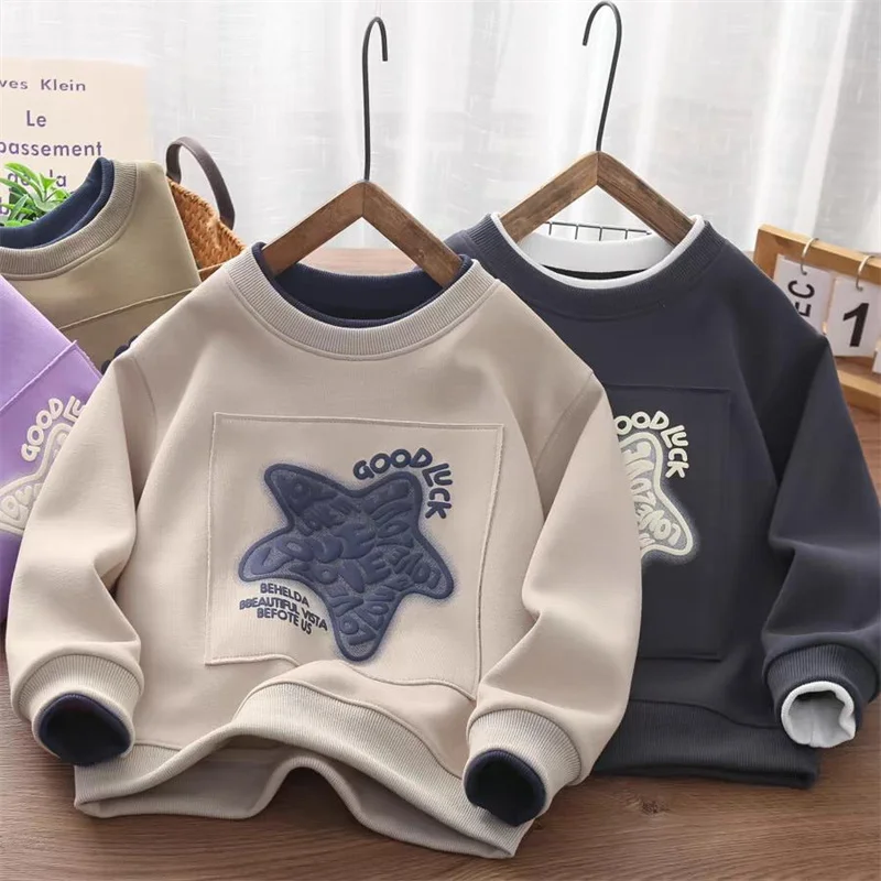 Boys Hoodies Sweatshirts Cotton Tops Outwear 2024 Stars Spring Autumn Kids Christmas Gift Sport Children's Clothing