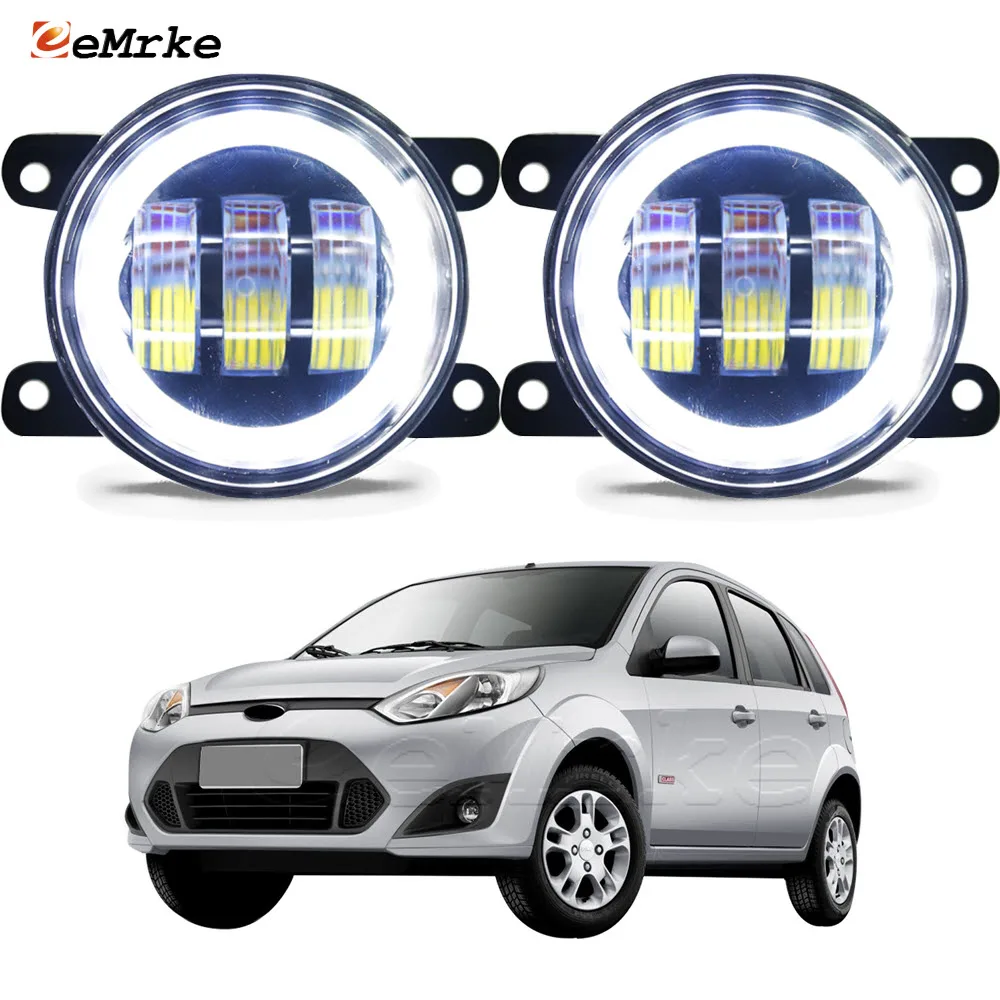 Led Fog Lights Assembly Car Angel Eyes Daytime Running Lamp for Ford Fiesta Rocam Brazil Fiesta Ikon Mexico 2010 2011 2012 2013