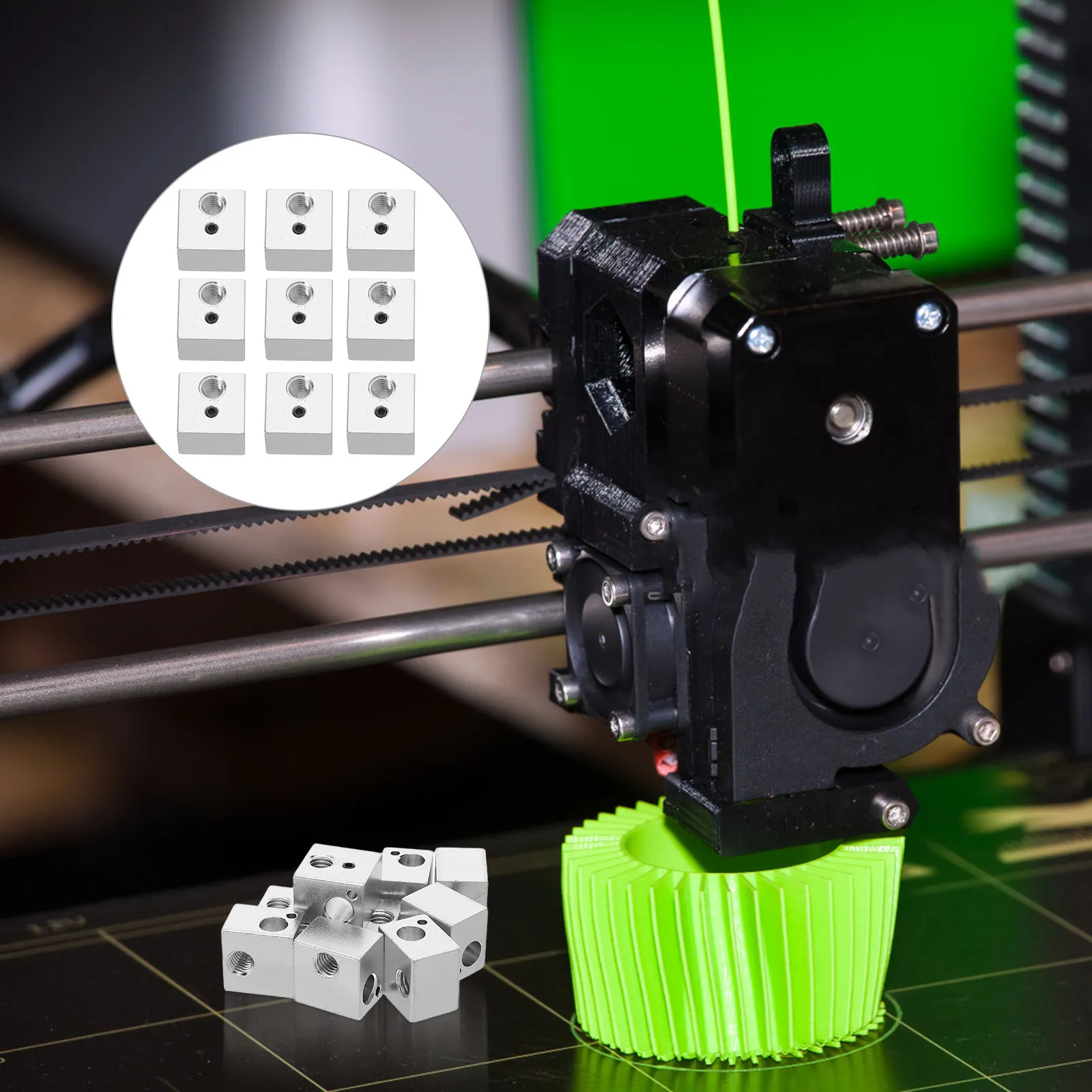 

10 шт. алюминиевых блоков для отвода тепла экструдера, для модернизации хотэнда 3D-принтера, стабильная экструзия, долгий срок службы, металл