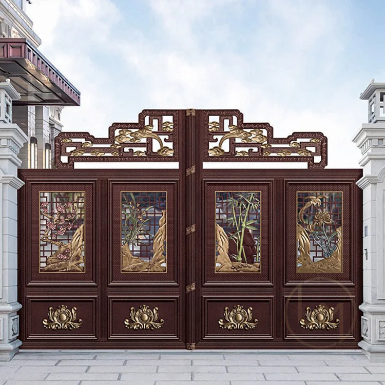 Custom Professional Design Customization Cast Garden Aluminum Automatic Sliding Gate Villa Fence Front Gate Prices
