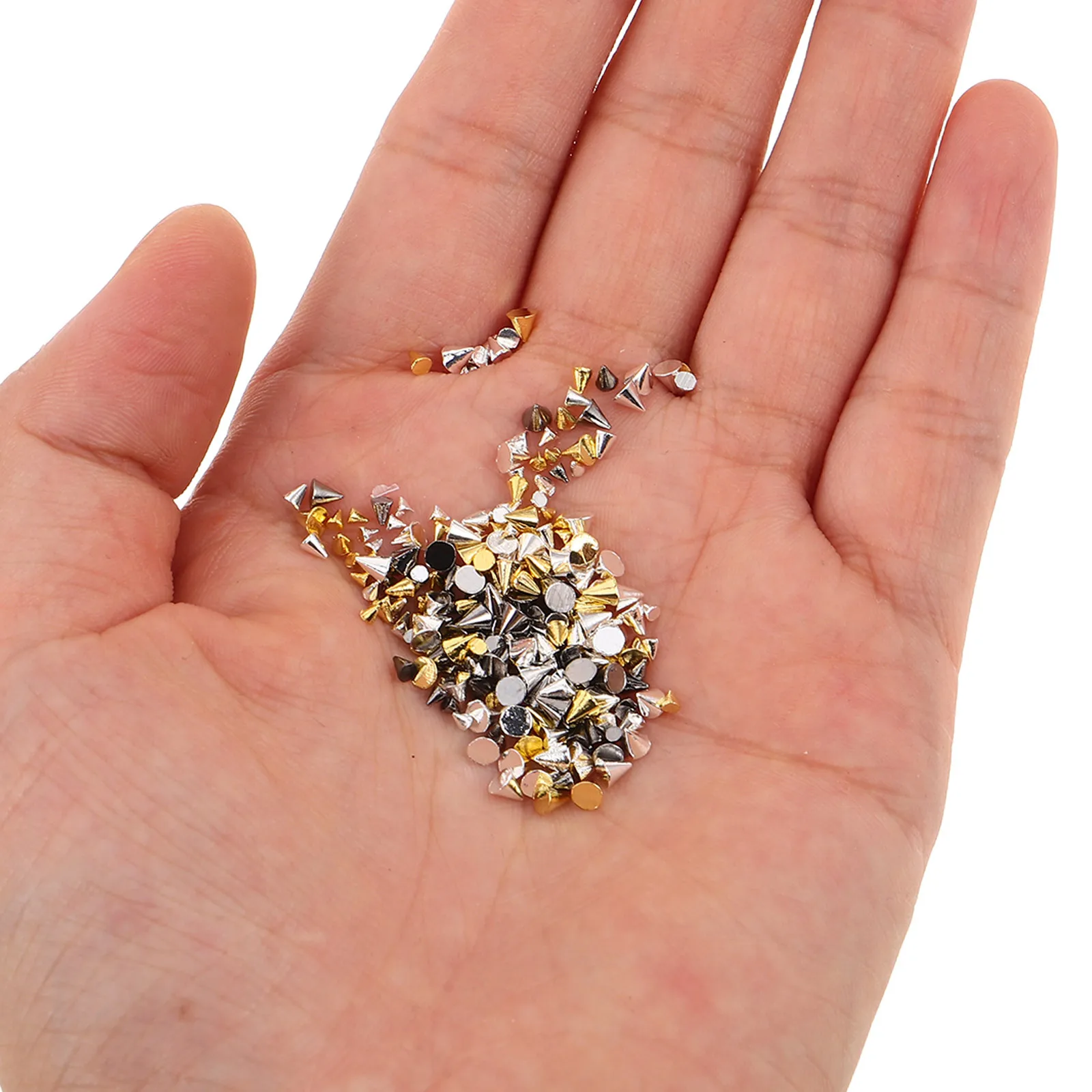 

2 Boxes Nail Art Metal Charms Punk Cone Spikes Flat Back Studs for Grunge Style Nails Vintage Inspired Manicure Decoration