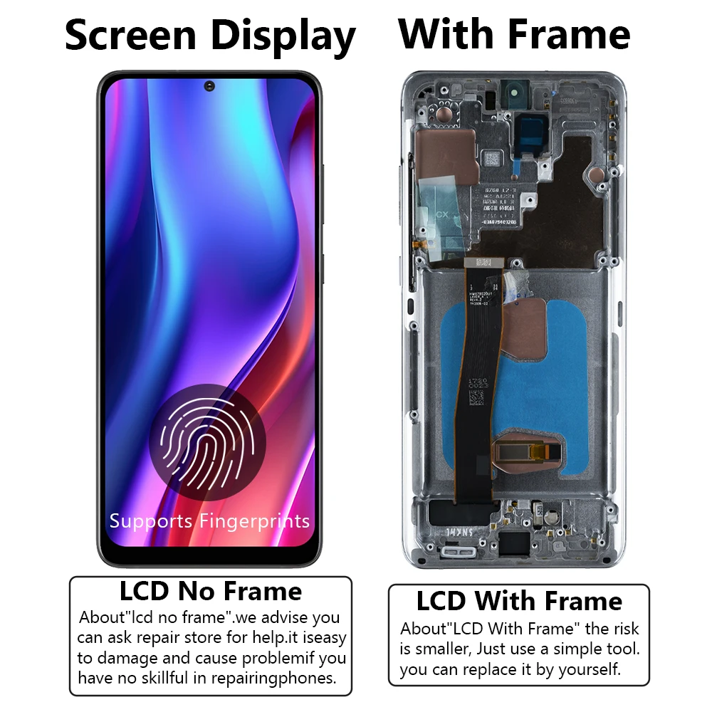 New AMOLED For Samsung Galaxy S20 Ultra LCD Display Touch Screen Digitizer Assembly Parts For Samsung S20Ultra SM-G988B/DS LCD