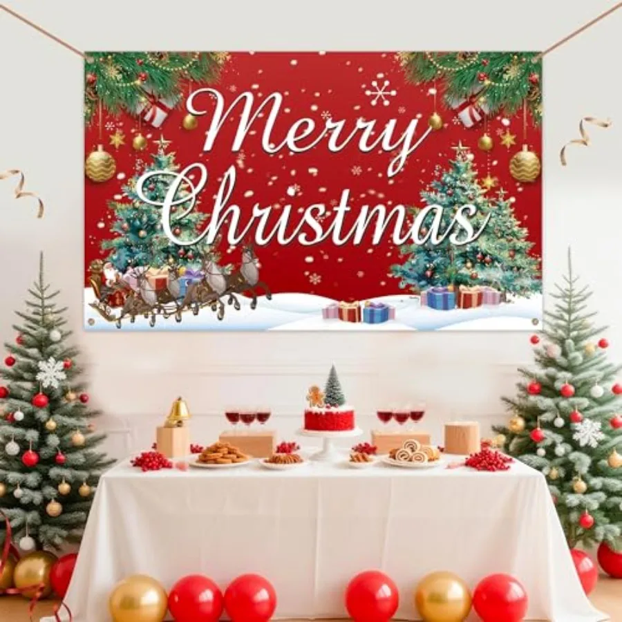 

Christmas Decorations, 72 x 44 Inch Merry Christmas Backdrops for photography, Xmas Banners Party Decorations, Xmas Photo Booth