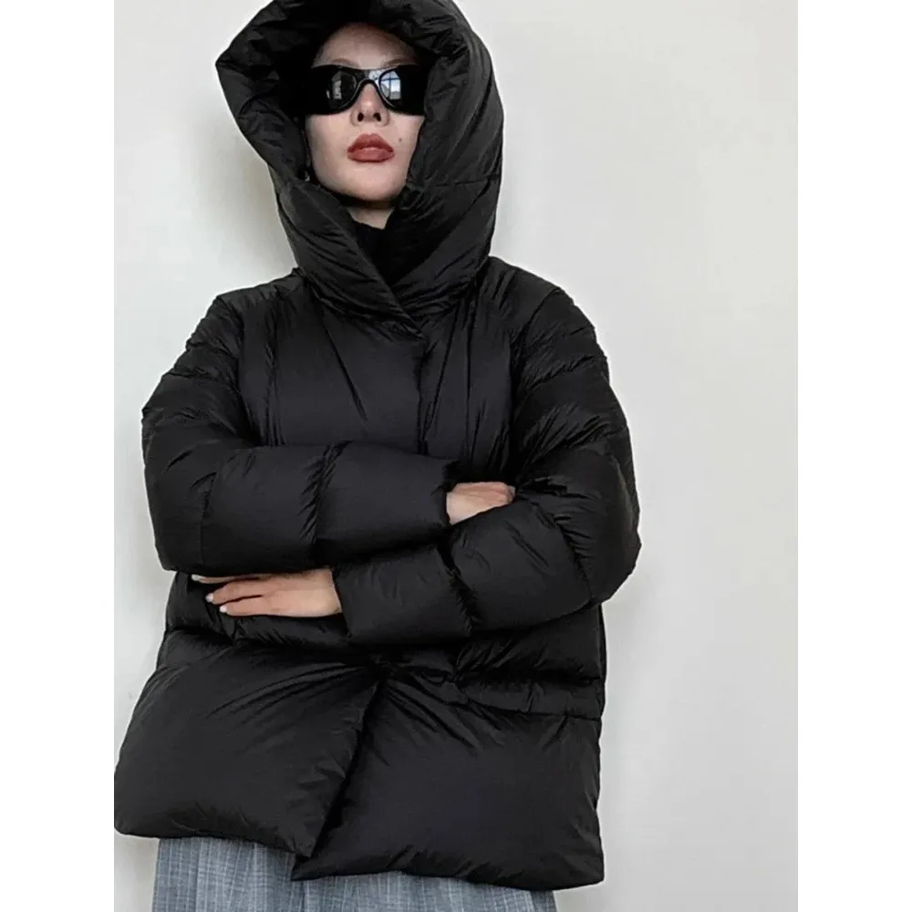 따뜻한 다운 재킷 여성용 두꺼운 봄 다운 코트 캐주얼 후드 덕 다운 재킷 화이트 퍼퍼 코트 가을 겨울용