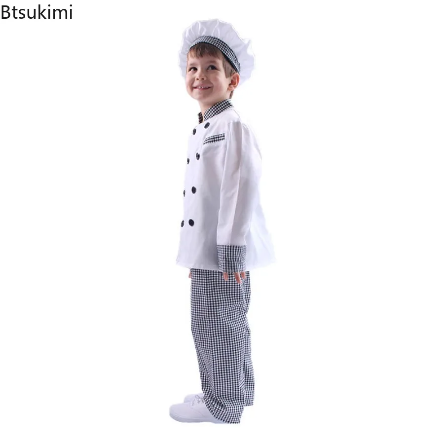 Kids Boys Chef Costume Girls Cooking Baking Clothes Children Halloween Chef Costume Set Cook Uniform Carnival Party Fancy Dress view 4