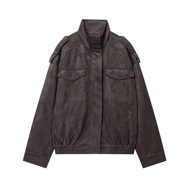 MUJER daim Bomber veste femme surdimensionné Demi-saison vestes pour femmes vêtements d'extérieur hiver pardessus femme Zip femmes vestes