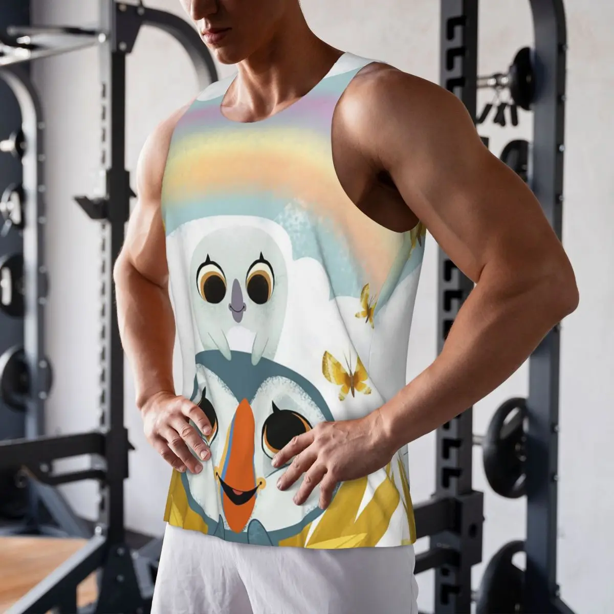 

Quick Dry Puffin Rock And New Friends Gym Tank Muscle Sleeveless Shirt Bodybuilding Breathable Vest