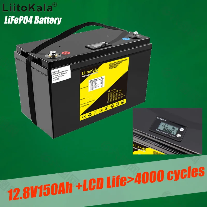 LiitoKala 12V 200Ah 300Ah 30Ah 40Ah 50Ah 60Ah 90Ah 100Ah 120Ah 150Ah Built-in BMS