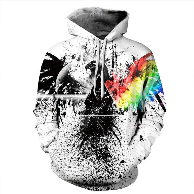 Men's Casual Splash-ink Hoodies Fashion Retro Sweatshirt Y2k Pattern Printed Social Custom Oversized Vintage Harajuku Clothing