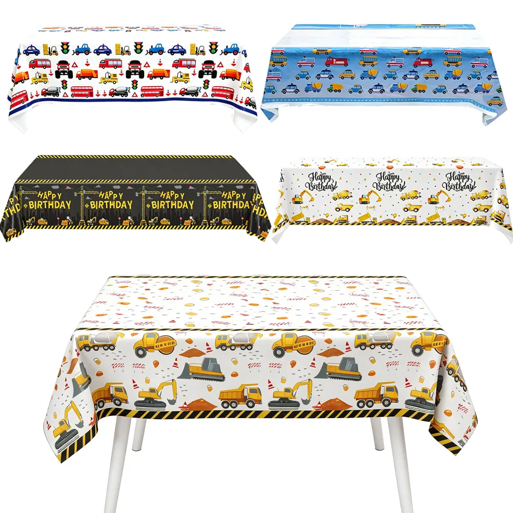 Nouvelle nappe de table à motif de camion de chantier, idéale pour les fêtes d'anniversaire des garçons, 1 pièce