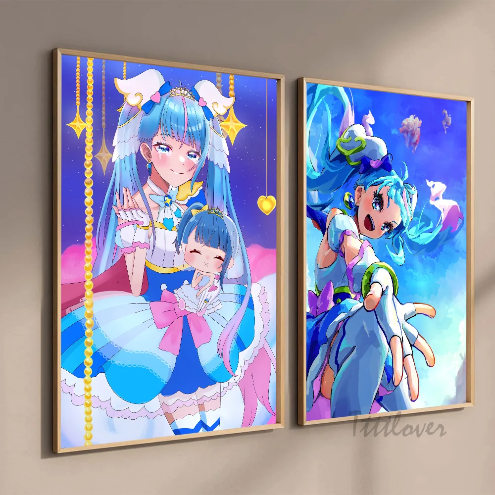 Cure Sky Sora Harewataru Blue Anime Girl Poster Stickers Art Wall Murals Decor Game Room Decor Gifts HD Painting