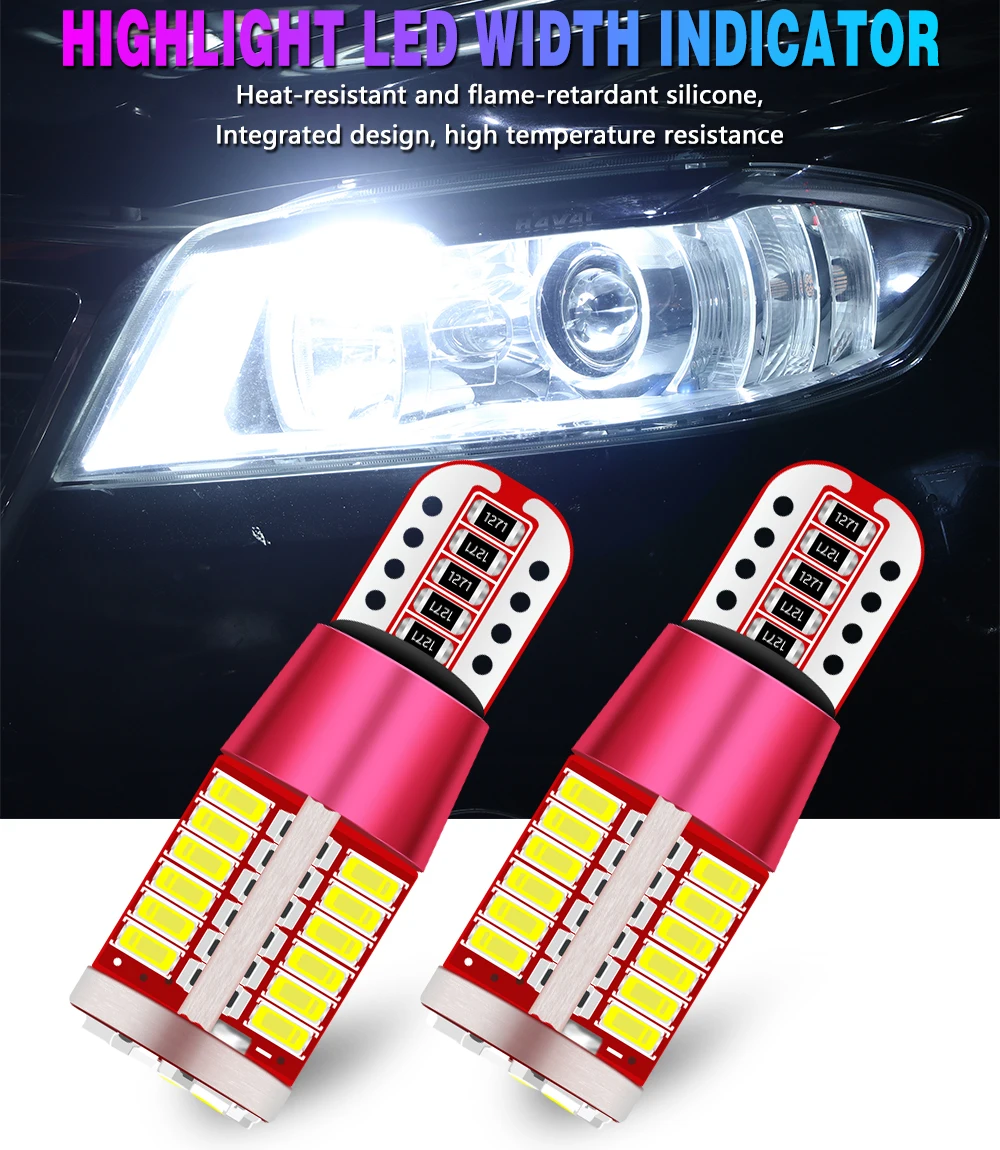 

500PCS T10 W5W 3014 57 SMD Motor Wedge Bulb White 168 192 Canbus No Error Car Marker Light LED Parking Lamp 12V