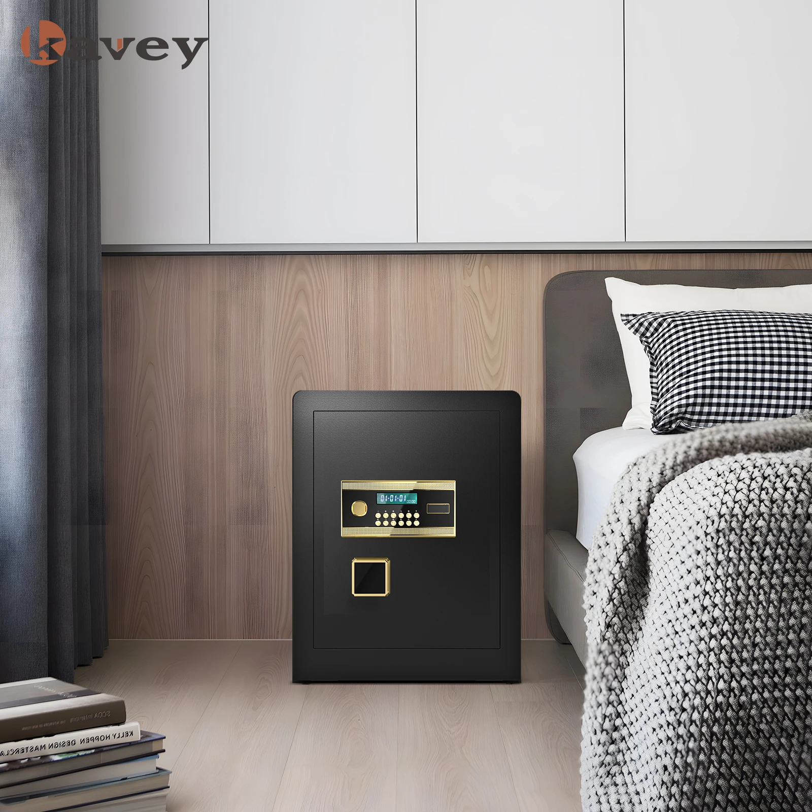 Kavey Fireproof Safe Box, Home Safe with LCD Digital Screen with Hidden Password Function & Steel Inner Lock Cabinet