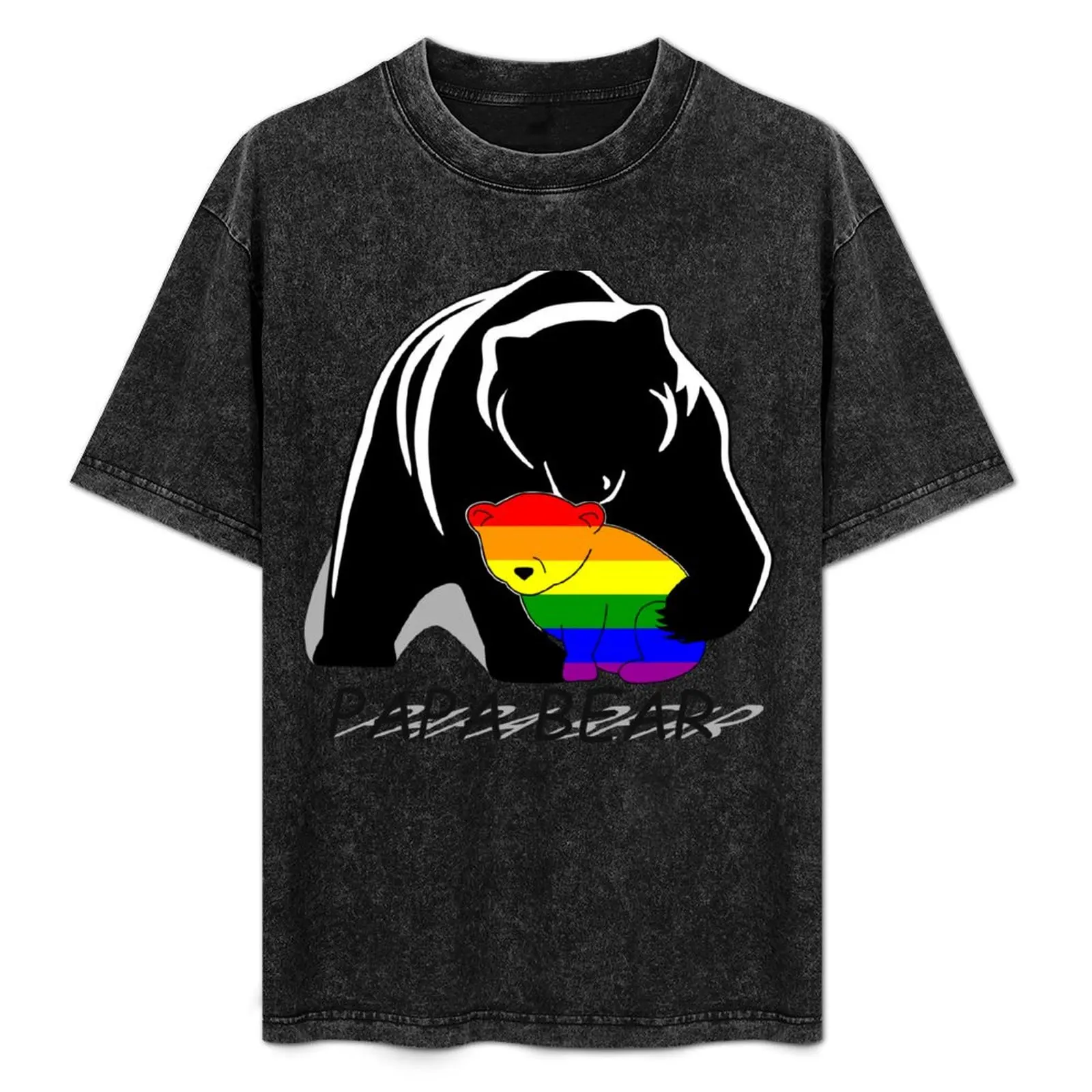 

Gay Pride Papa Bear T-Shirt Basic Solid Color Casual Tee Shirt