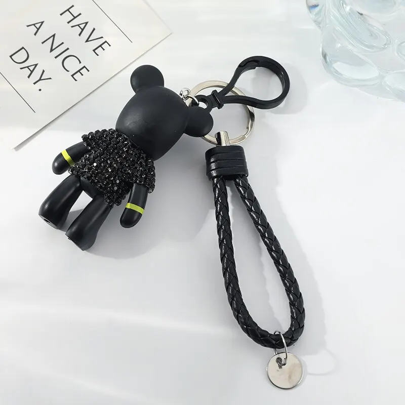 Stylish Bear Silver-plated Key Ring with Diamonds, Gift for All