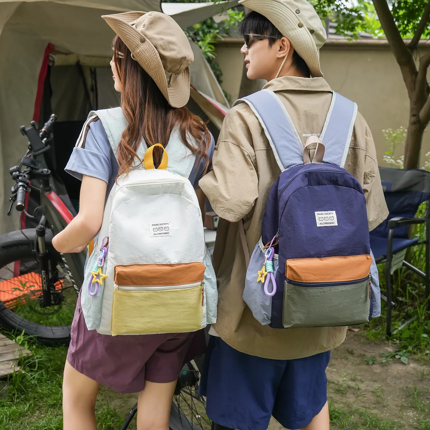 Korean Style Spliced Outdoor Travel Unisex Lightweight Daily Backpack Student Bookbag Travel Chest Bag Men's Women's Shoulder...