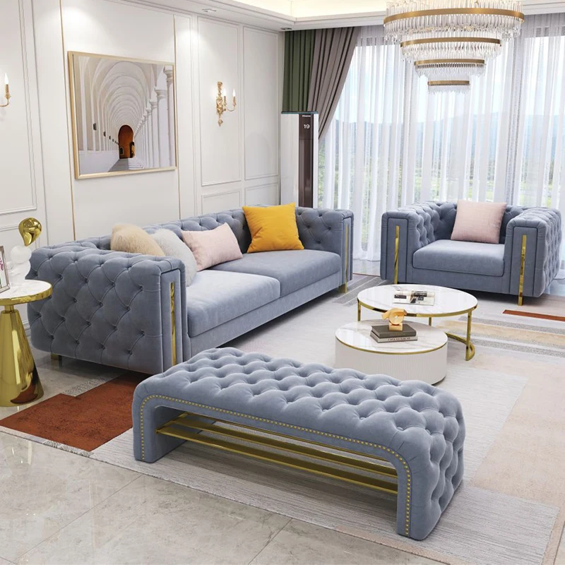 Modernes, minimalistisches, elegantes Design-Sofa aus Samtstoff, Möbel für Zuhause, Wohnzimmer, Leder-Luxus-Sofa-Set