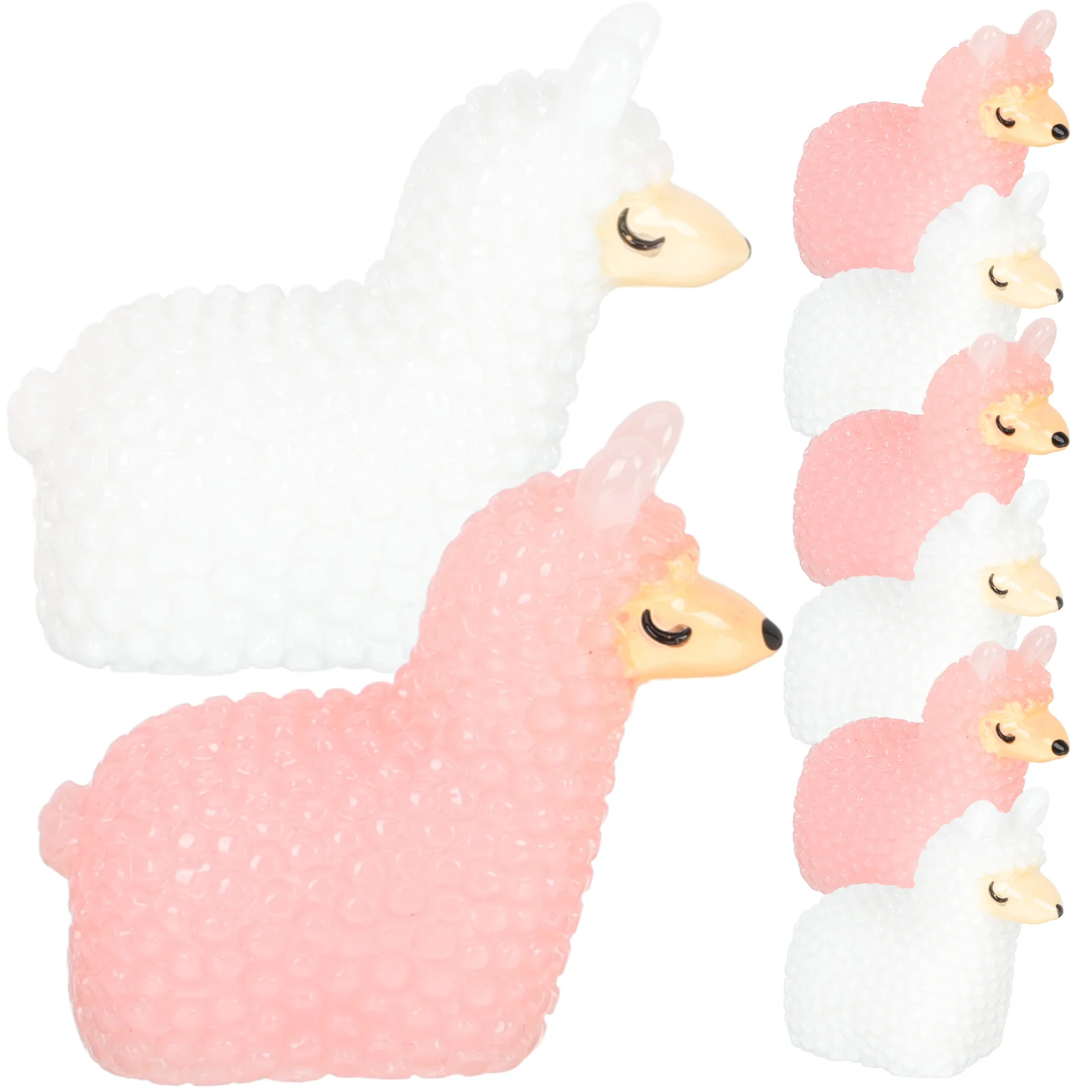 

20pcs Alpaca Keychains Pink White Resin Craft Figurines Jewelry Accessories Lightweight Home Decor Yard Garden Cartoon Ornaments