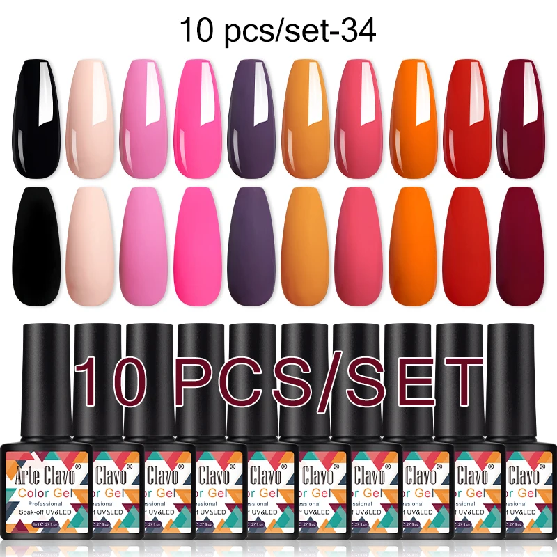 Arte Clavo-Juego de Esmalte de Gel para uñas, 10 Uds., para todas las estaciones, arte de uñas DIY, pintura UV/LED, Kit de manicura Vernis, Gel híbrido de larga duración