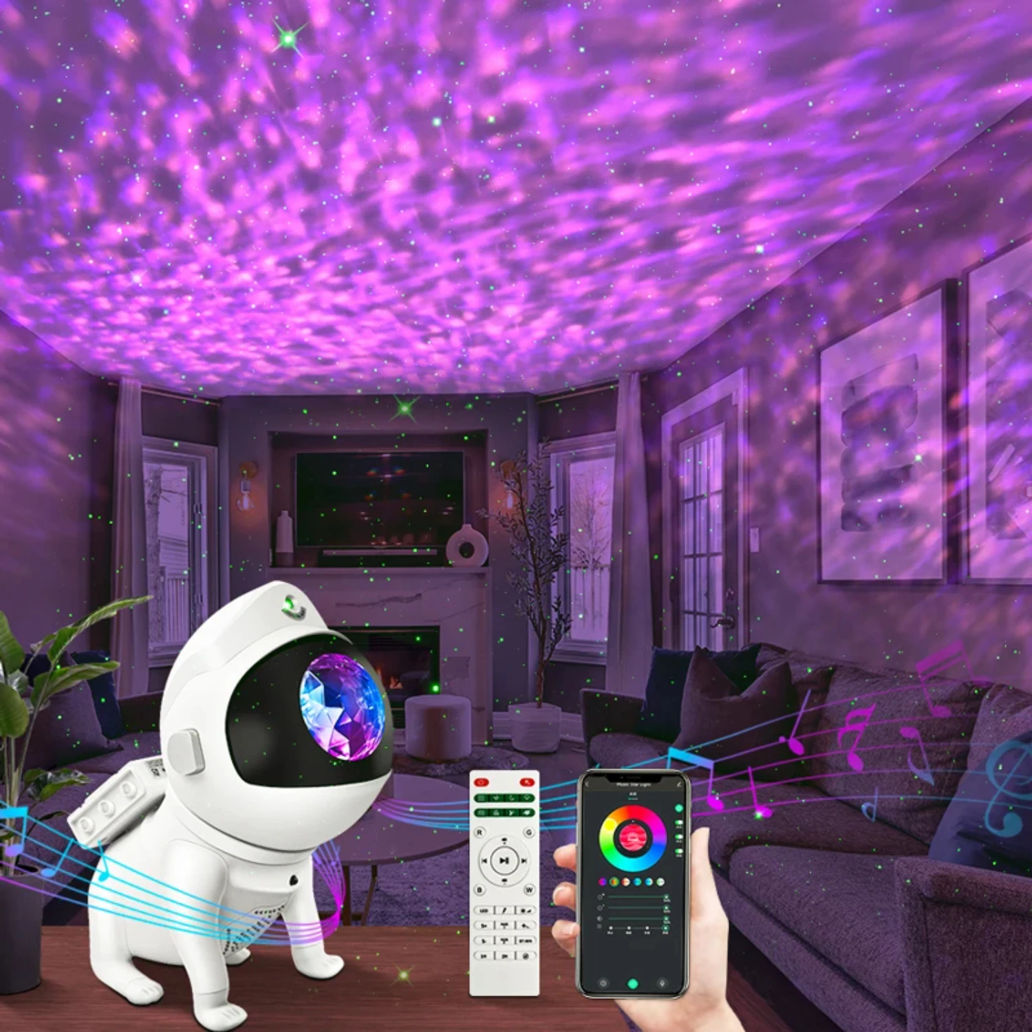 Nieuwe Ster Projector Nachtlampje Space Dog Led Starry Lamp Met Bluetooth Speaker Afstandsbediening