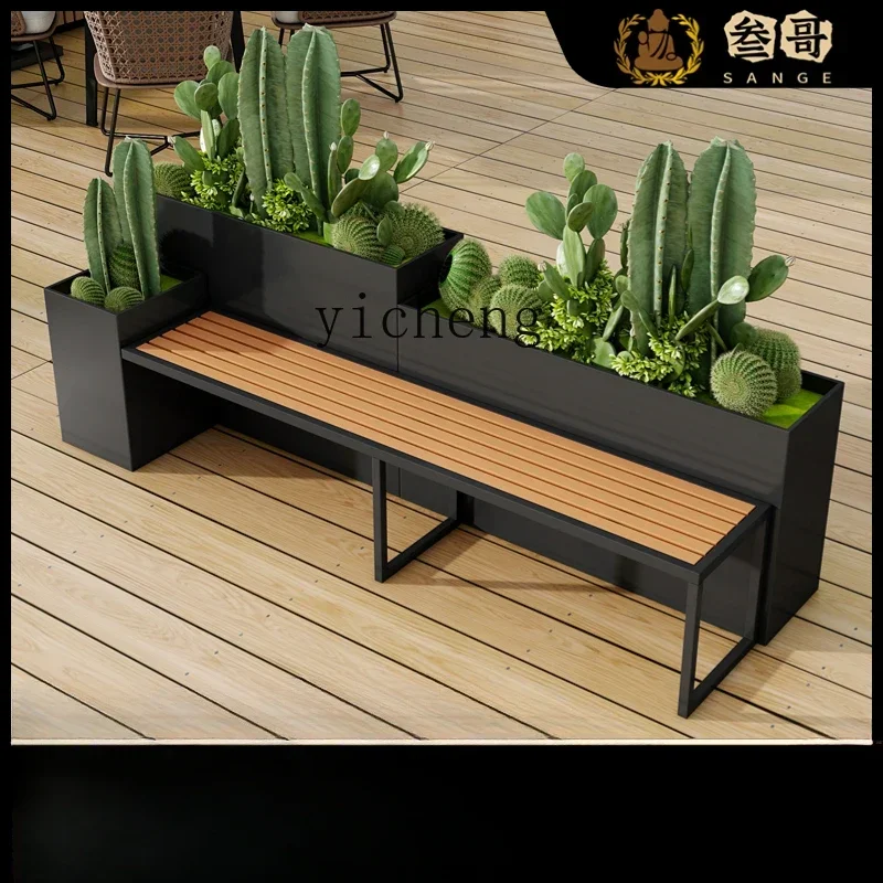 ZF Outdoor Stainless Steel Stool Flower Box Shopping Mall Flower Pool Outdoor Seat Combination Flower Bed