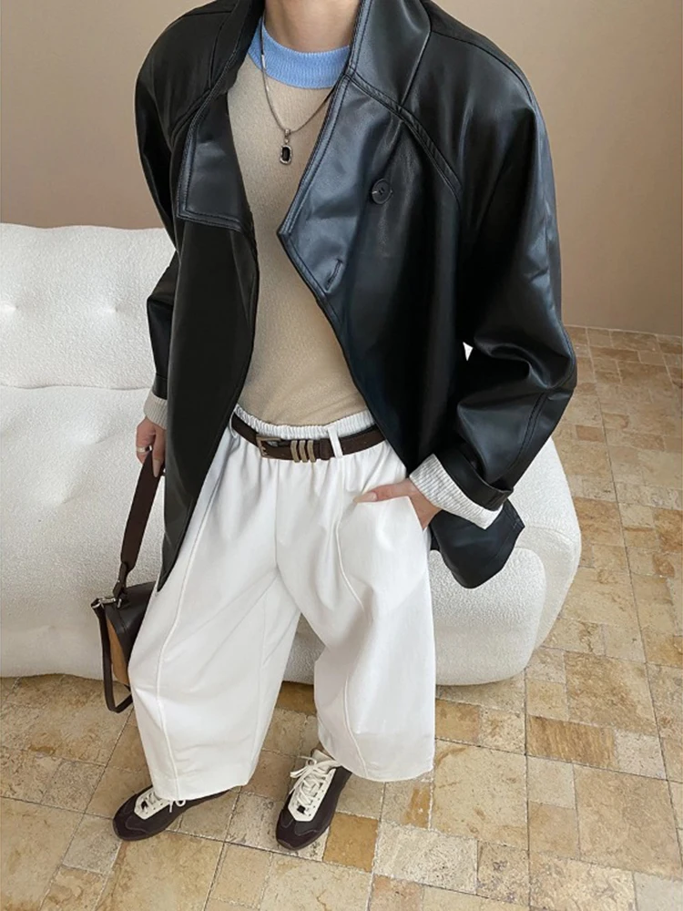 FANAN 黒革のジャケット女性のためのスタンドネックシングルブレストエレガントなコートオフィスレディ女性服 2025 秋新