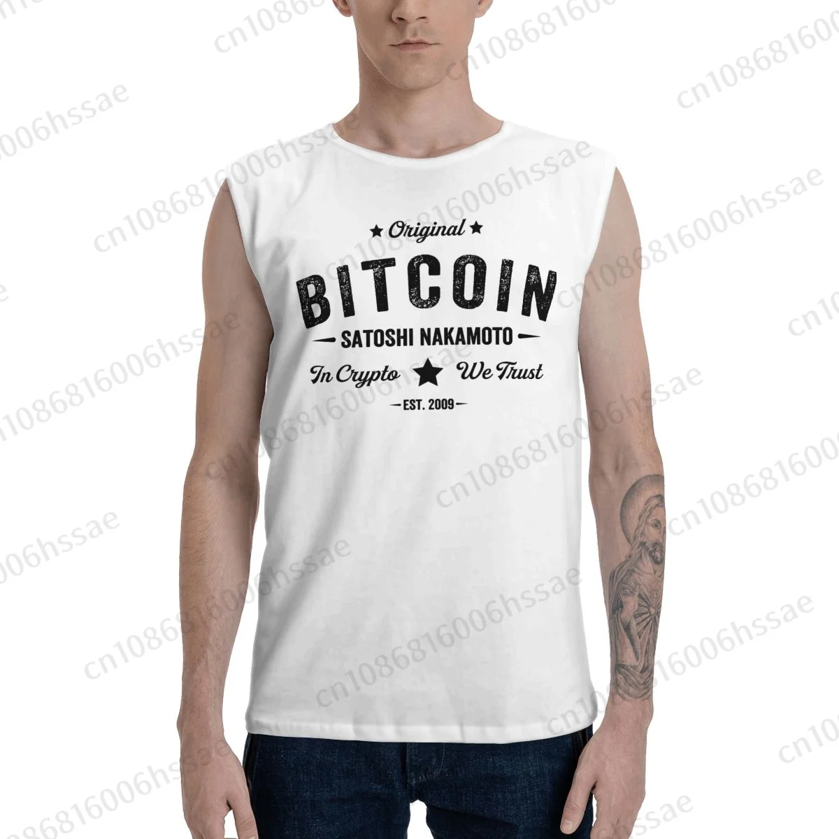 Bitcoin Satoshi Nakamoto In Crypto We Trust Summer Sports Tank Tops Men's Breathable Sleeveless T-shirt Vests Run Clothing