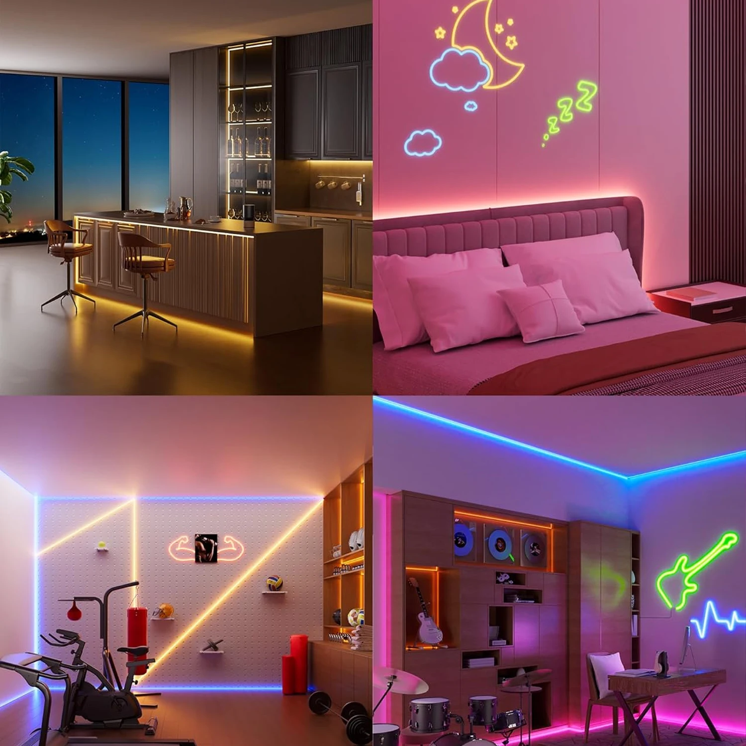 RGB Neon Rope Lights, Flexible LED Neon Strip Lights, Remote Control & Music Sync, Multiple Lighting Modes, DIY Neon Lights for Bedroom, Gaming Room, Outdoor Party Wall Decor 5