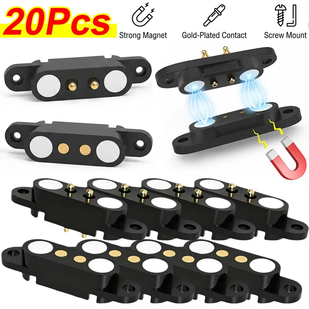 1-20 Stück 2A DC Magnetischer Pogo-Pin-Steckverbinder 2-polig Pogopin Stecker Buchse Federkontakt DC-Stromanschluss 2P Rastermaß 2,50mm DIY Elektronik