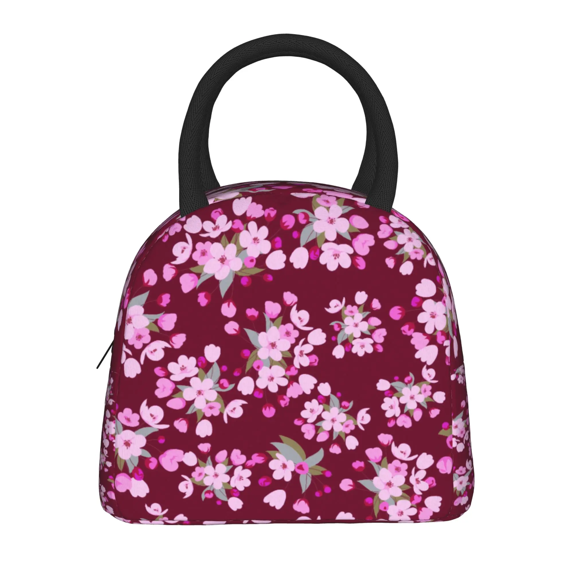 Japanese Sakura Cherry Blossom  Insulated Lunch Bags Cooler Bag Reusable  Leakproof Tote Lunch Box Bento Pouch College  Travel